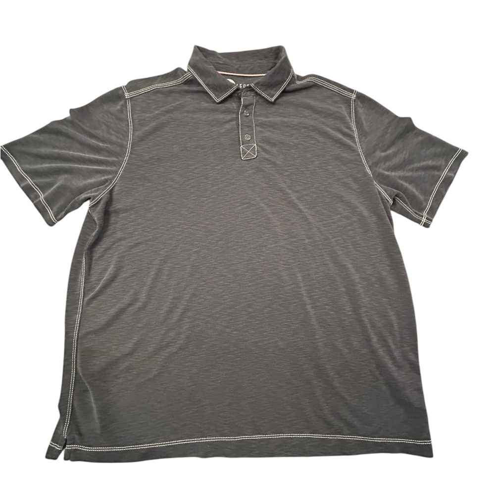 Nicoby Men’s Gray Craft Modal Poly Polo Shirt‎ White Stitch XL